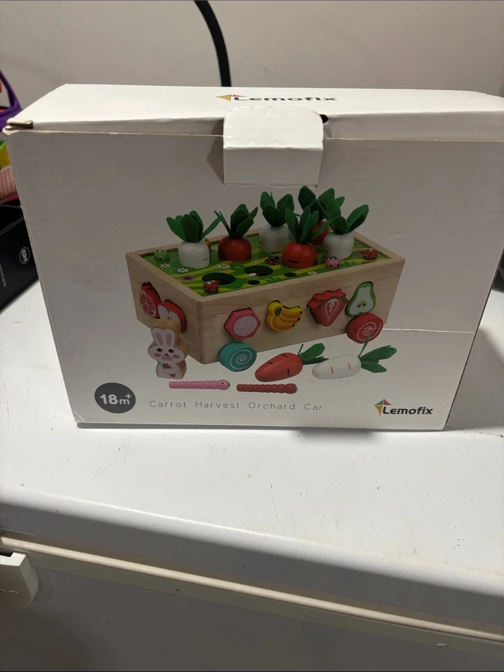 Kids Wooden Carrot Harvest Orchard Toy - Green & Red 18mnths +.